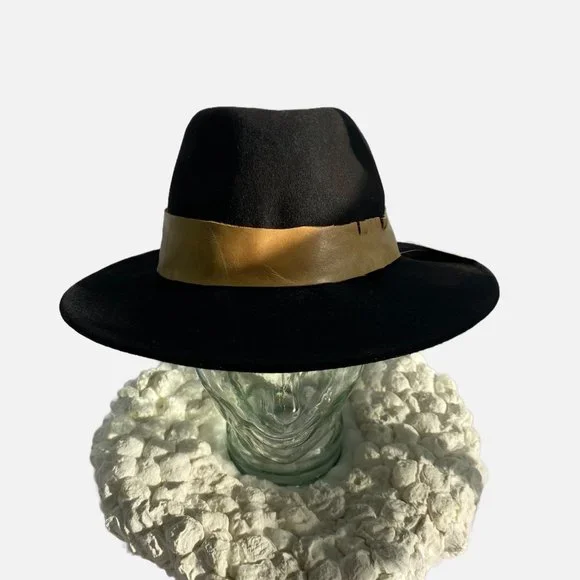 Black Wool Rustic Rancher with Leather Band - Picture 2 of 8